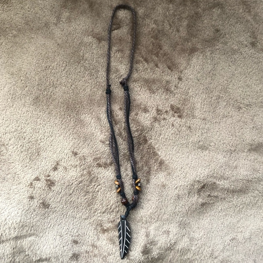 Handmade Feather Rope Necklace Adjustable - Picture 2 of 2